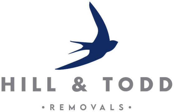 Hill and Todd Removals logo: a navy swallow over the words Hill and Todd Removals